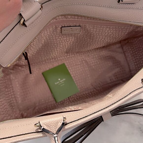 Kate Spade Mauve Pink Leather Satchel Handbag or Purse with Bow - Picture 3 of 4